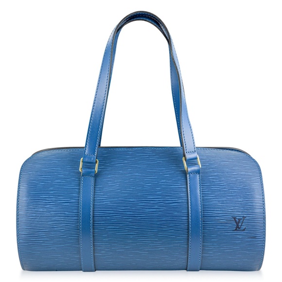 Authentic Louis Vuitton Epi Soufflot Handbag, Toledo Blue M52225 w/small pouch - Picture 1 of 12